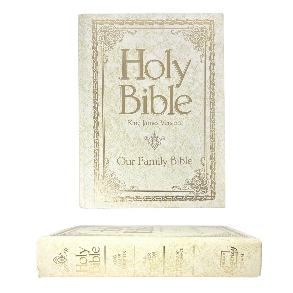 1971 Royal Publishers, KJV “Our Family Bible” White Gold Red Letters Large 11.5”